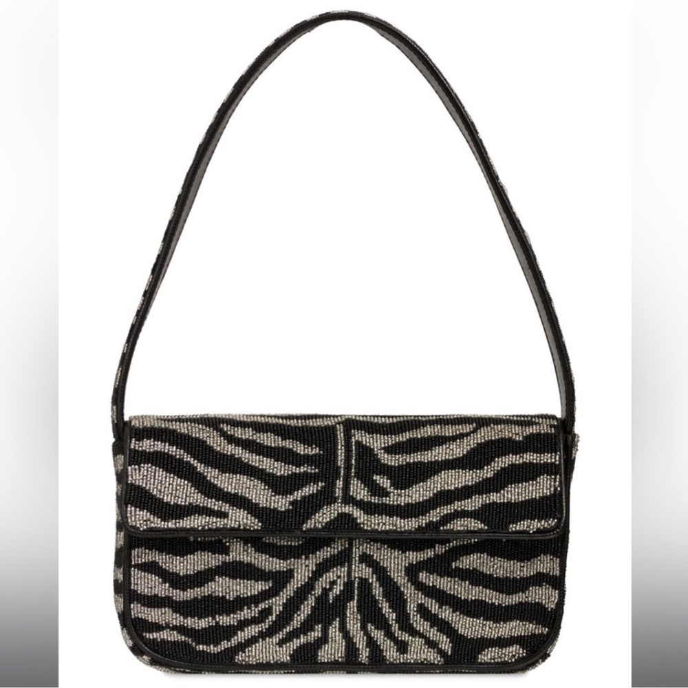 STAUD Tommy Beaded Zebra Bag NWT